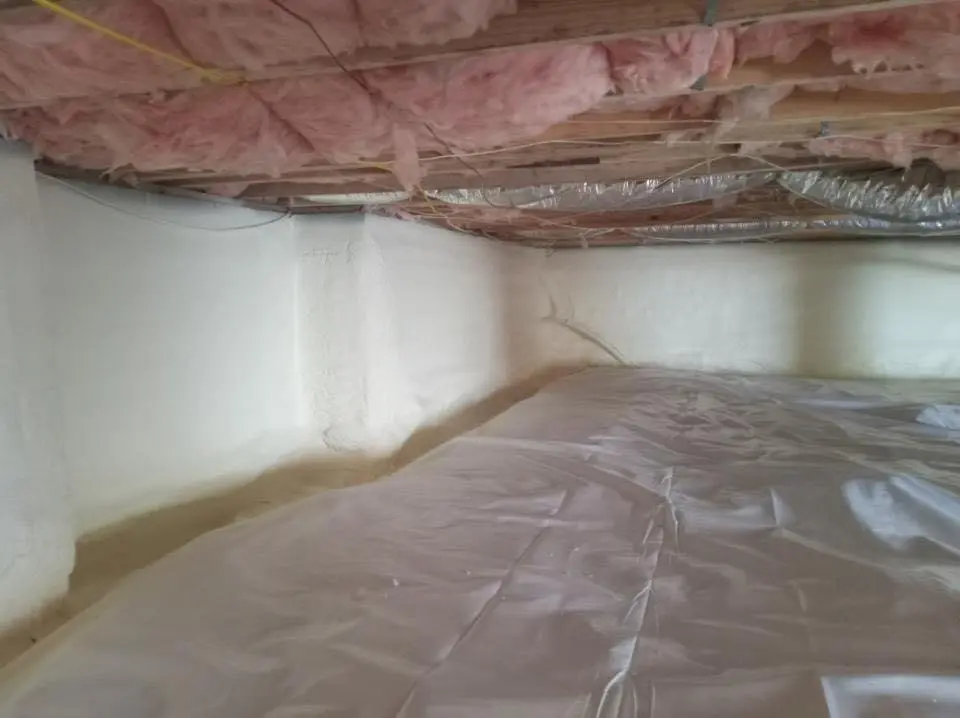 Crawl space encapsulation with closed-cell spray foam for Attic Insulation in Carmichael